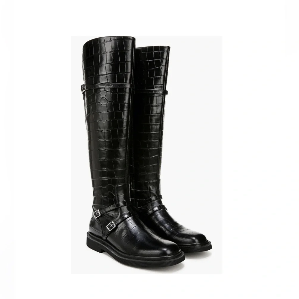 SARTO By Franco Sarto Ainsley Knee High Boot Black Croc Print Women’s Size 8